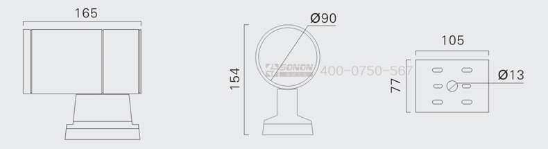 LED壁燈,6W壁燈尺寸圖