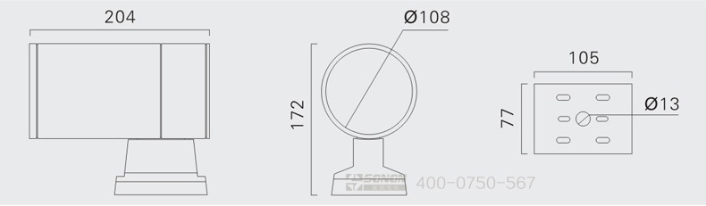LED壁燈,9W壁燈,大功率壁燈尺寸圖